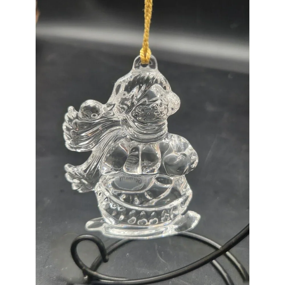 Gorham Lead Crystal Snowman Ornament Germany Vintage 3.5” w/ Tassel NIB